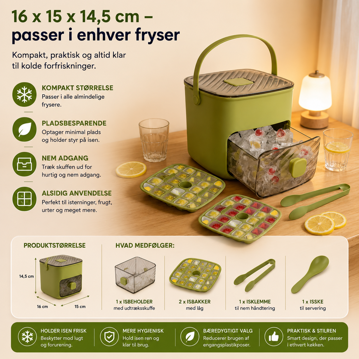 IsKlar™ | Smart isterningeboks med ét-tryk udløsning & opbevaring