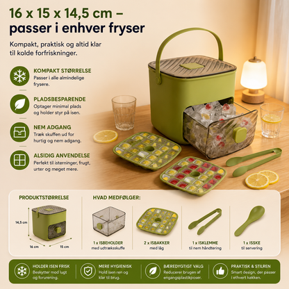 IsKlar™ | Smart isterningeboks med ét-tryk udløsning & opbevaring