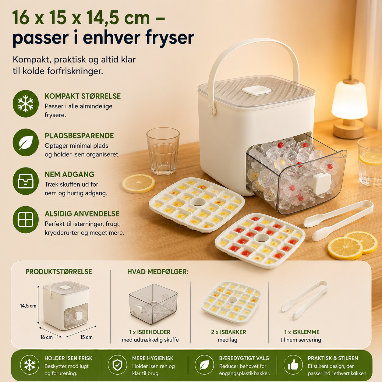 IsKlar™ | Smart isterningeboks med ét-tryk udløsning & opbevaring