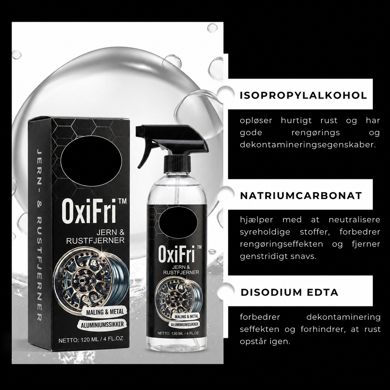 OxiFri™ Jern & Rustfjerner spray til bil og metaloverflader