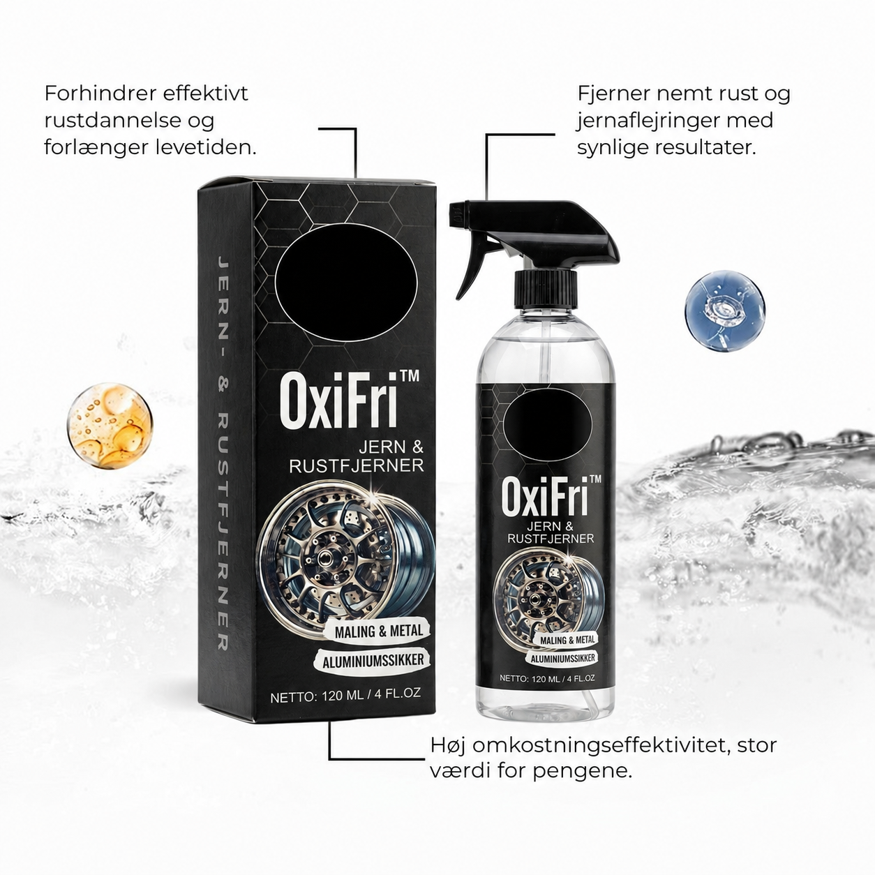 OxiFri™ Jern & Rustfjerner spray til bil og metaloverflader
