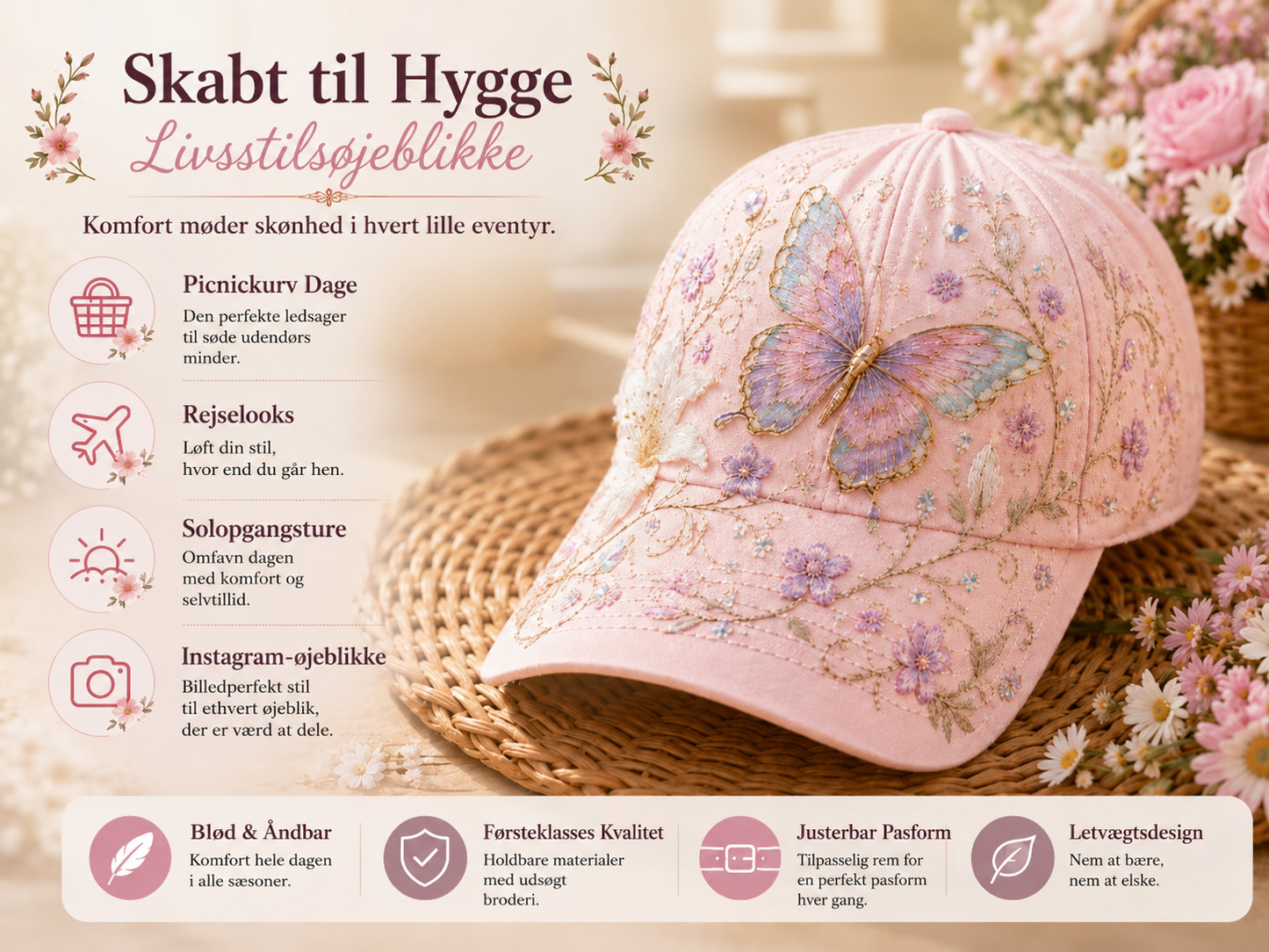LuneRo™ – Broderet Naturkasket Til Solrige Dage