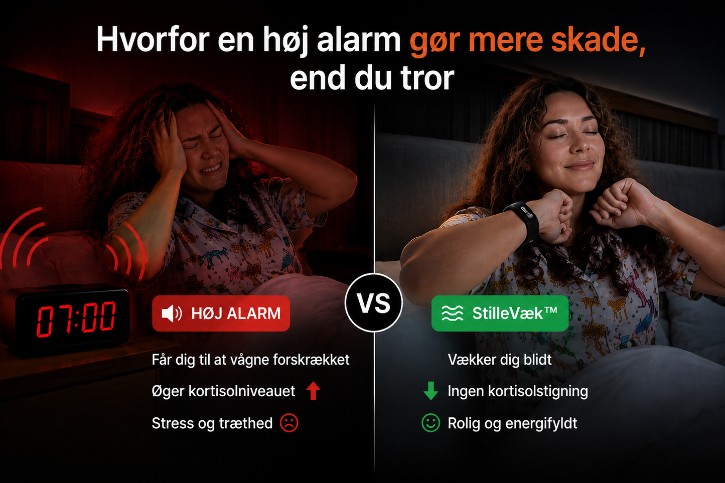 StilleVæk™ - Lydløs Vækkealarm-armbånd