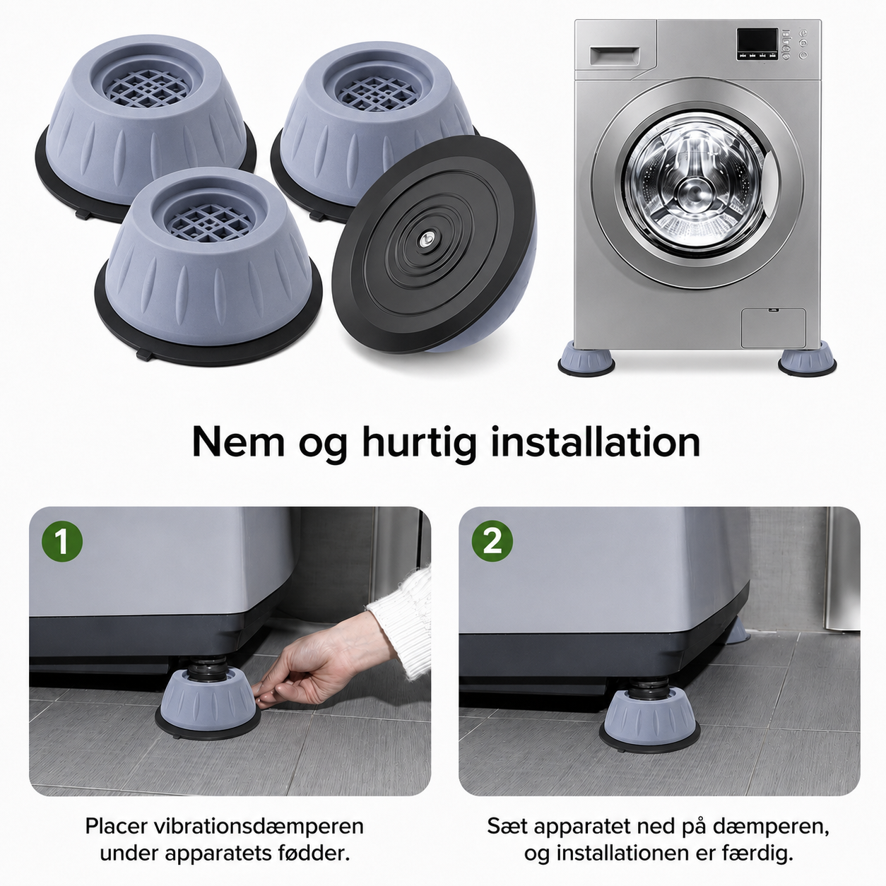 StøjStop™ – Vibrationsdæmpende puder til vaskemaskiner og husholdningsapparater