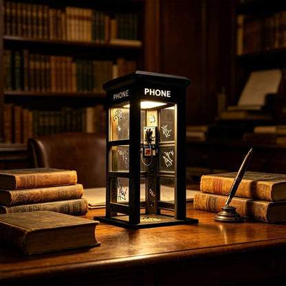 Vintage Telefonboks Stemningslampe med Varmt Lys