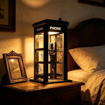 Vintage Telefonboks Stemningslampe med Varmt Lys