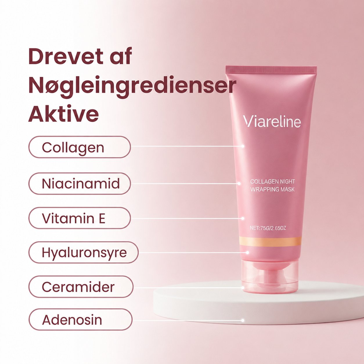 Viareline™ – Koreansk Kollagenmaske med Intens Fugt, Glød & Fastere Hud